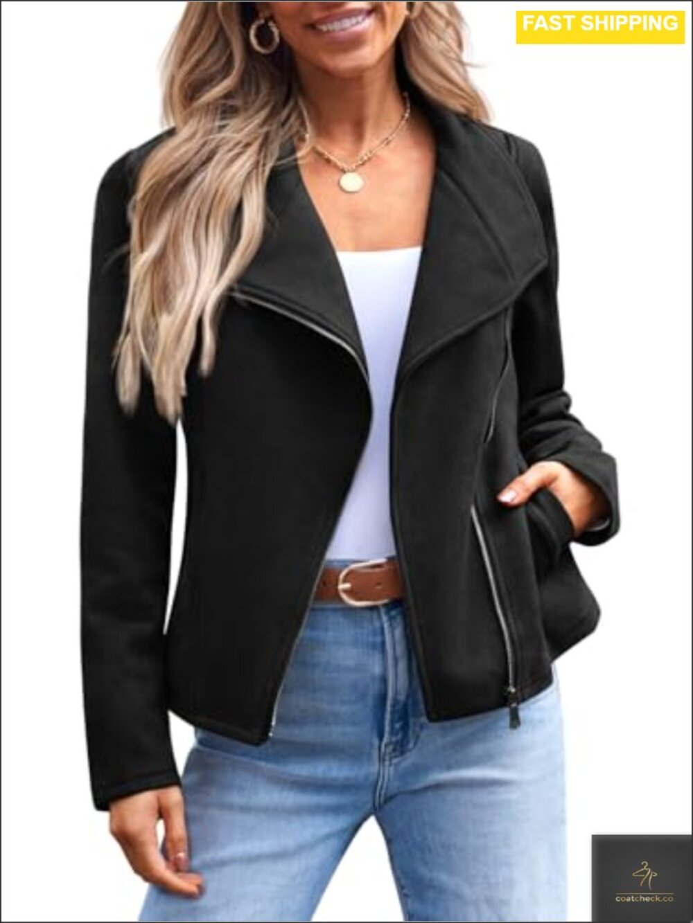 Faux Suede Leather Lightweight Moto Jacket Fall Layering